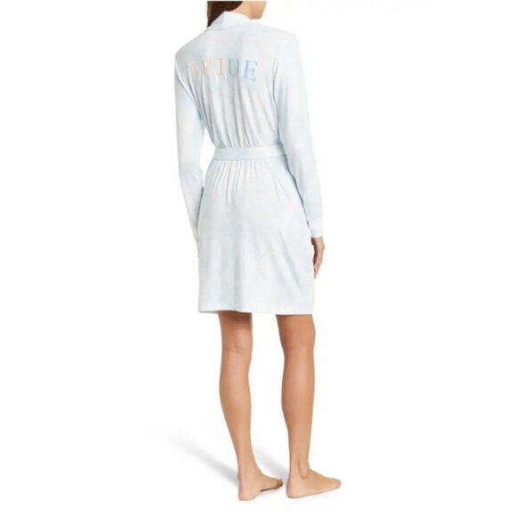 💕PJ SALVAGE💕 Bridal Embroidered Robe ~ Blue Bride Graphic Medium M NWT - Picture 4 of 12